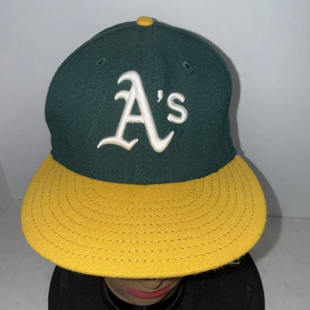 New Era 59FIFTY Oakland Athletics MLB Fitted 7 1/4 Cap Hat Green/Yellow nwot